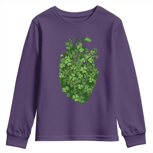 Funny St Patrick's Day Shamrock Heart Cardiac Nurse Anatomy Youth Sweatshirt TS11 Purple Print Your Wear