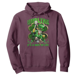 Funny Hurling It's A Way Of Life Hoodie Leprechaun Shamrock Irish Sport TS11 Maroon Print Your Wear