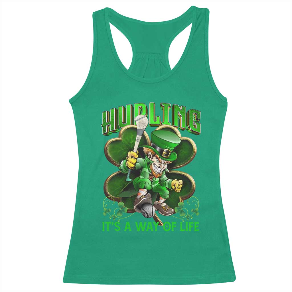 Funny Hurling It's A Way Of Life Racerback Tank Top Leprechaun Shamrock Irish Sport TS11 Irish Green Print Your Wear