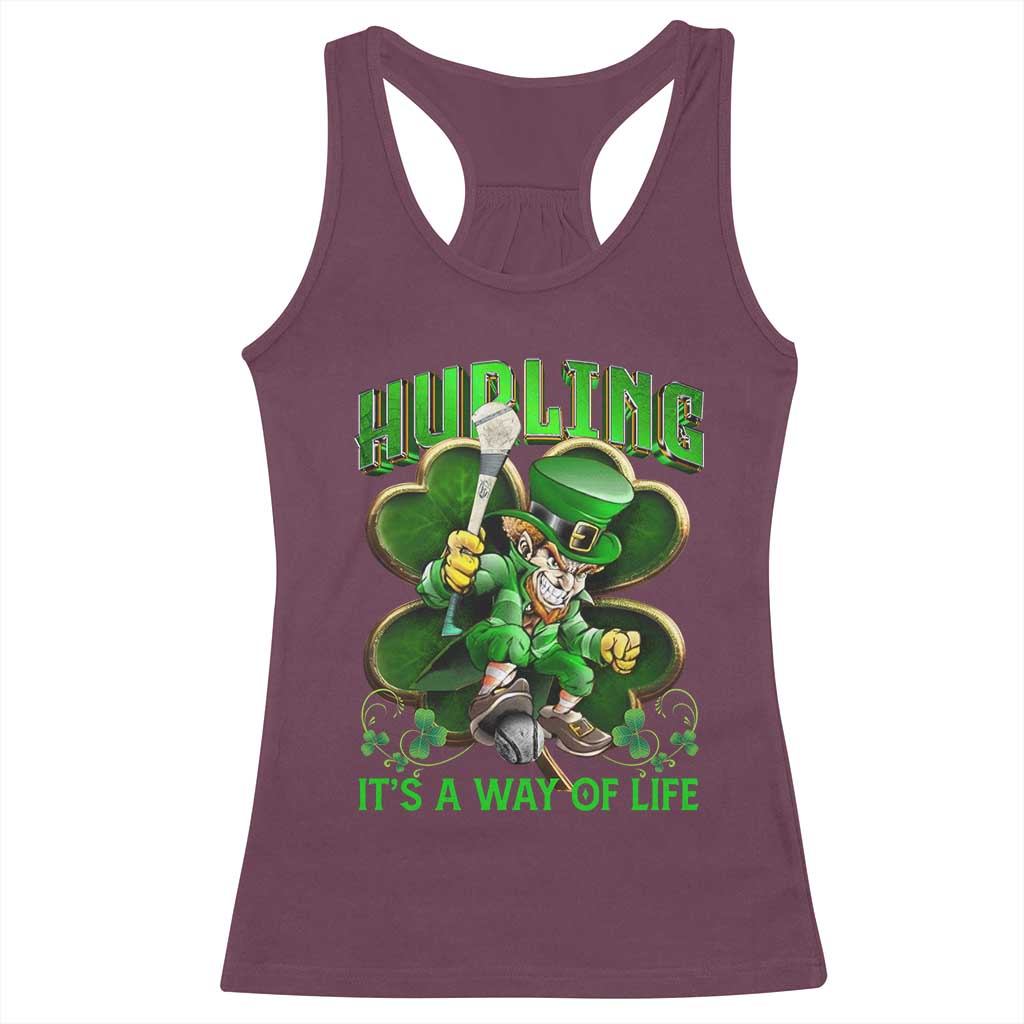 Funny Hurling It's A Way Of Life Racerback Tank Top Leprechaun Shamrock Irish Sport TS11 Maroon Print Your Wear