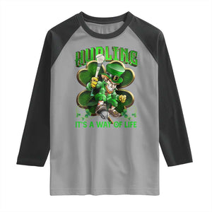 Funny Hurling It's A Way Of Life Raglan Shirt Leprechaun Shamrock Irish Sport TS11 Sport Gray Black Print Your Wear