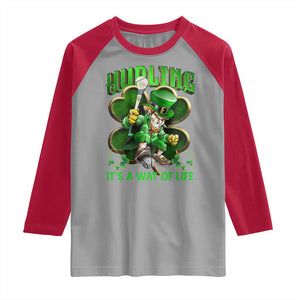 Funny Hurling It's A Way Of Life Raglan Shirt Leprechaun Shamrock Irish Sport TS11 Sport Gray Red Print Your Wear