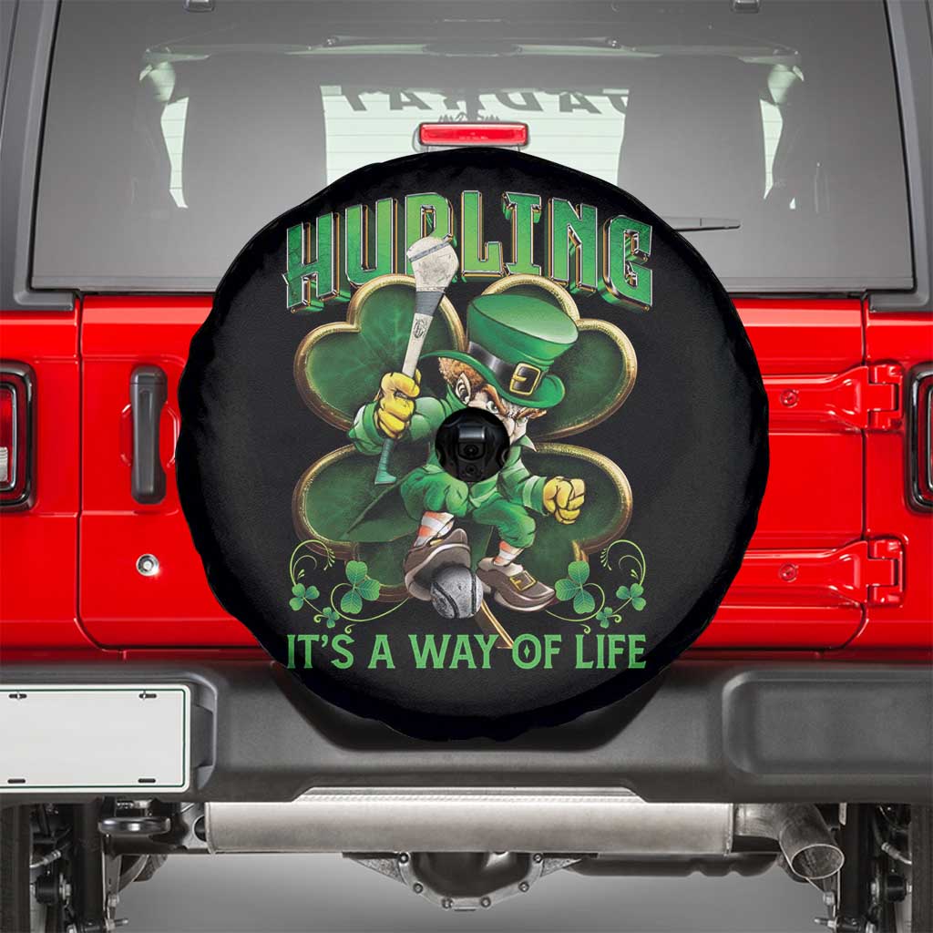 Funny Hurling It's A Way Of Life Spare Tire Cover Leprechaun Shamrock Irish Sport TS11 Black Print Your Wear