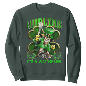 Funny Hurling It's A Way Of Life Sweatshirt Leprechaun Shamrock Irish Sport TS11 Dark Forest Green Print Your Wear