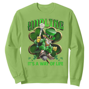 Funny Hurling It's A Way Of Life Sweatshirt Leprechaun Shamrock Irish Sport TS11 Lime Print Your Wear