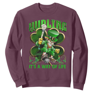 Funny Hurling It's A Way Of Life Sweatshirt Leprechaun Shamrock Irish Sport TS11 Maroon Print Your Wear
