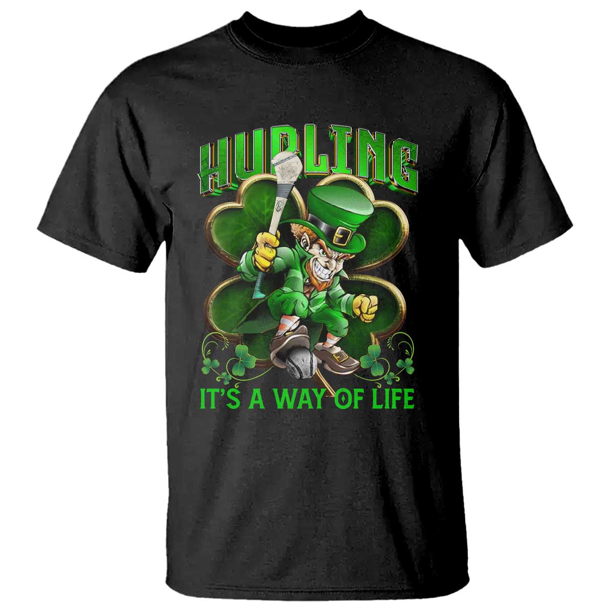Funny Hurling It's A Way Of Life T Shirt Leprechaun Shamrock Irish Sport TS11 Black Print Your Wear