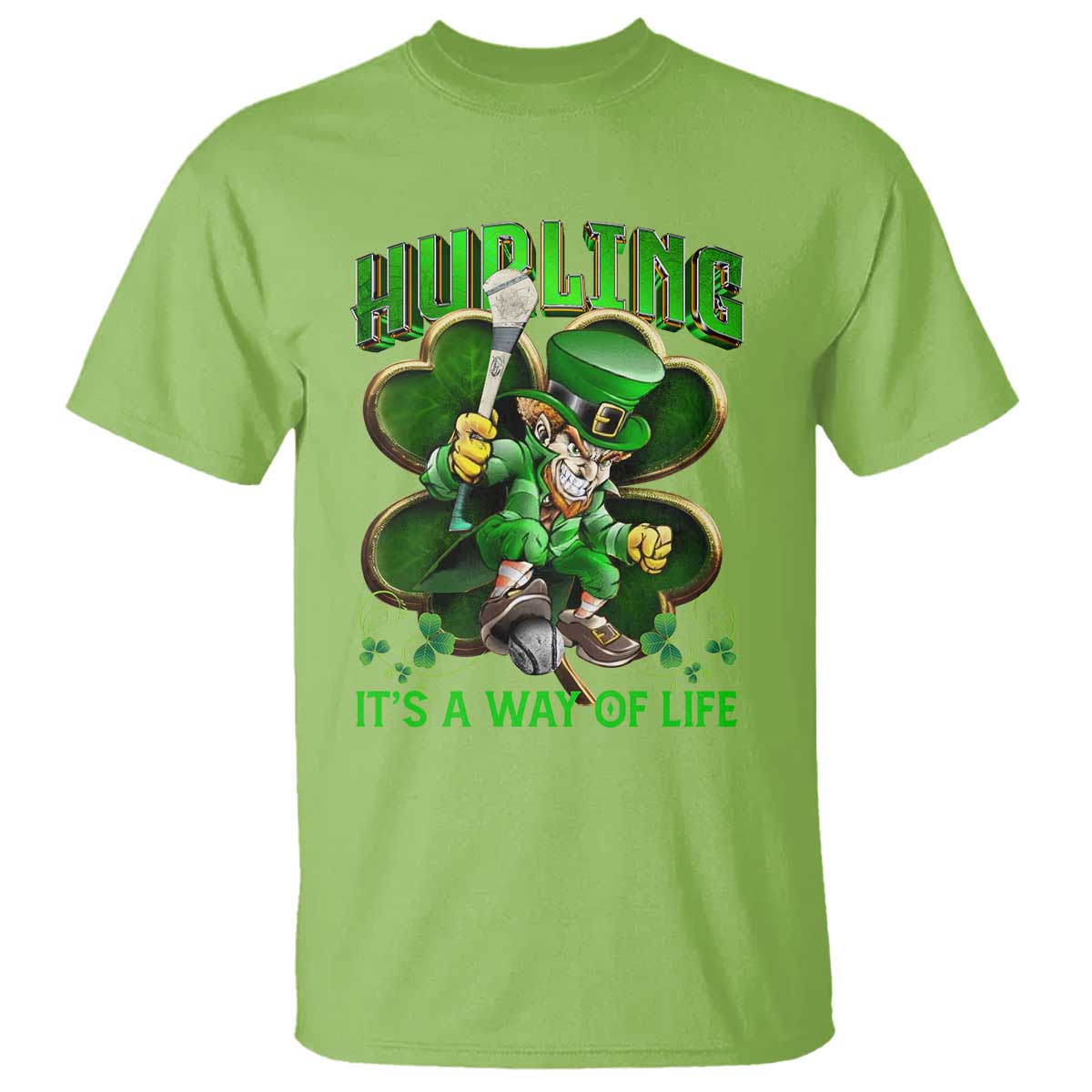Funny Hurling It's A Way Of Life T Shirt Leprechaun Shamrock Irish Sport TS11 Lime Print Your Wear