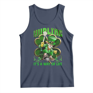 Funny Hurling It's A Way Of Life Tank Top Leprechaun Shamrock Irish Sport TS11 Navy Print Your Wear