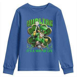 Funny Hurling It's A Way Of Life Youth Sweatshirt Leprechaun Shamrock Irish Sport TS11 Royal Blue Print Your Wear