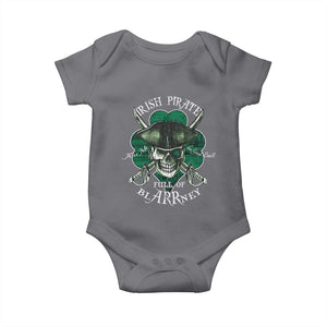 Funny Irish Pirate Full Of Blarrney Kiss Me For Good Luck Baby Onesie St Patrick's Day TS11 Charcoal Print Your Wear
