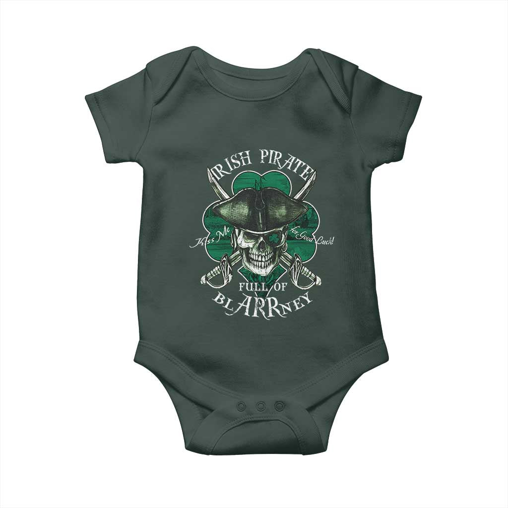 Funny Irish Pirate Full Of Blarrney Kiss Me For Good Luck Baby Onesie St Patrick's Day TS11 Print Your Wear