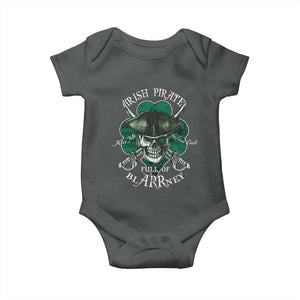 Funny Irish Pirate Full Of Blarrney Kiss Me For Good Luck Baby Onesie St Patrick's Day TS11 Dark Heather Print Your Wear
