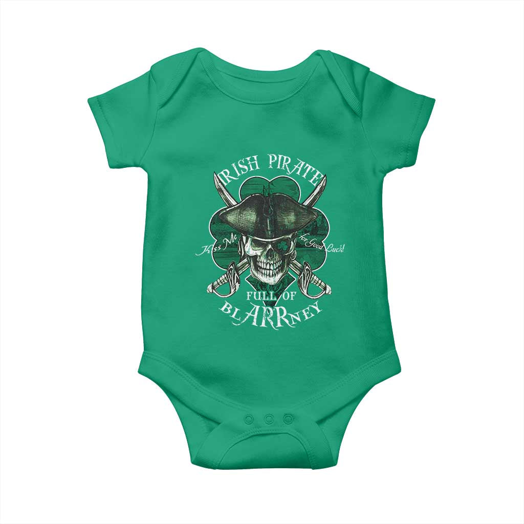 Funny Irish Pirate Full Of Blarrney Kiss Me For Good Luck Baby Onesie St Patrick's Day TS11 Irish Green Print Your Wear