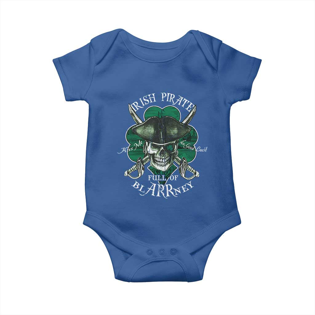 Funny Irish Pirate Full Of Blarrney Kiss Me For Good Luck Baby Onesie St Patrick's Day TS11 Royal Blue Print Your Wear
