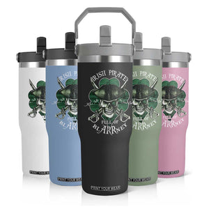 Funny Irish Pirate Full Of Blarrney Kiss Me For Good Luck Flip Straw Tumbler St Patrick's Day TS11 Print Your Wear