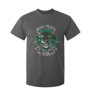 Funny Irish Pirate Full Of Blarrney Kiss Me For Good Luck T Shirt For Kid St Patrick's Day TS11 Dark Heather Print Your Wear