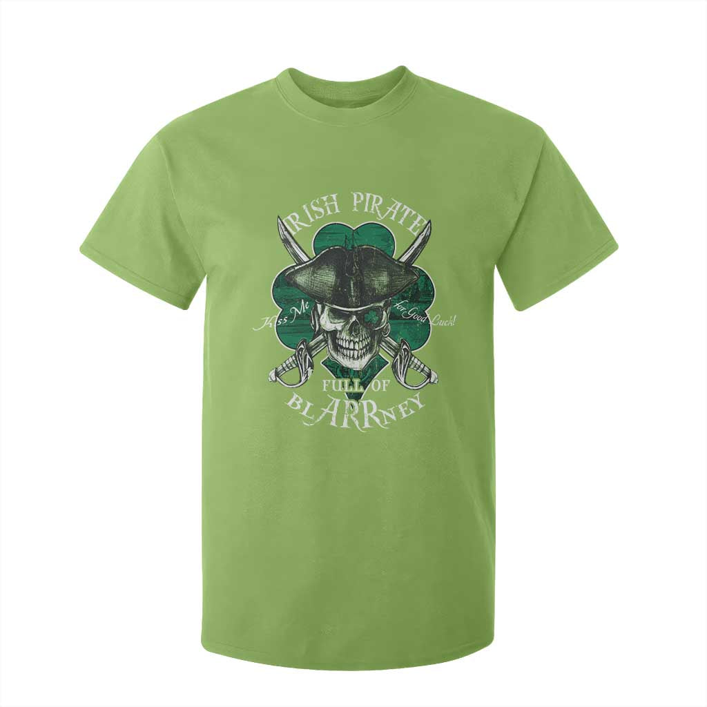 Funny Irish Pirate Full Of Blarrney Kiss Me For Good Luck T Shirt For Kid St Patrick's Day TS11 Lime Print Your Wear