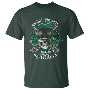 Funny Irish Pirate Full Of Blarrney Kiss Me For Good Luck T Shirt St Patrick's Day TS11 Dark Forest Green Print Your Wear