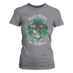 Funny Irish Pirate Full Of Blarrney Kiss Me For Good Luck T Shirt For Women St Patrick's Day TS11 Charcoal Print Your Wear