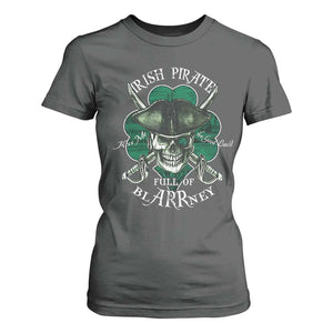 Funny Irish Pirate Full Of Blarrney Kiss Me For Good Luck T Shirt For Women St Patrick's Day TS11 Dark Heather Print Your Wear