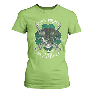 Funny Irish Pirate Full Of Blarrney Kiss Me For Good Luck T Shirt For Women St Patrick's Day TS11 Lime Print Your Wear