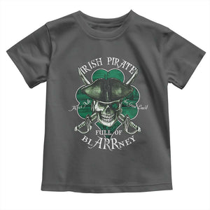 Funny Irish Pirate Full Of Blarrney Kiss Me For Good Luck Toddler T Shirt St Patrick's Day TS11 Dark Heather Print Your Wear