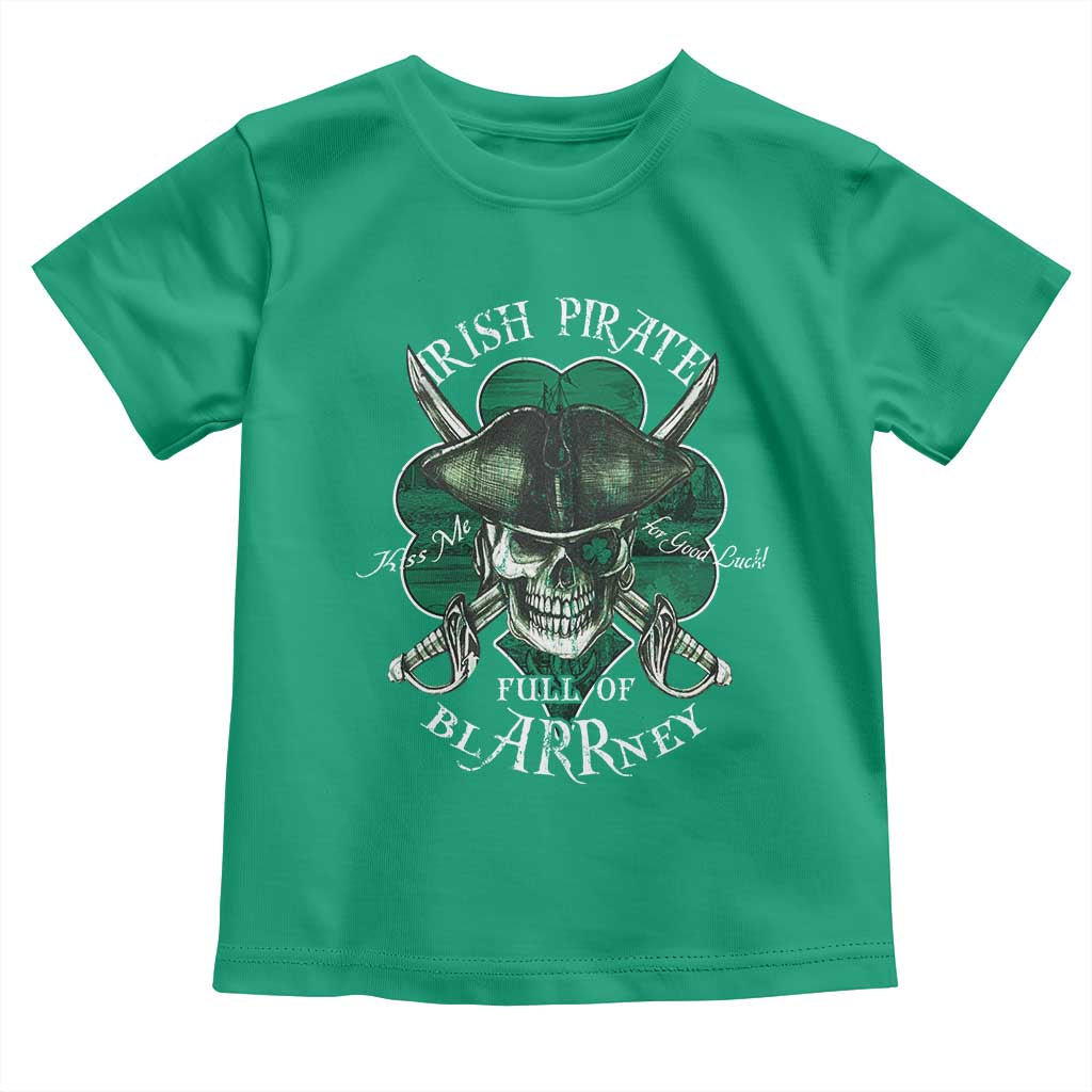 Funny Irish Pirate Full Of Blarrney Kiss Me For Good Luck Toddler T Shirt St Patrick's Day TS11 Irish Green Print Your Wear
