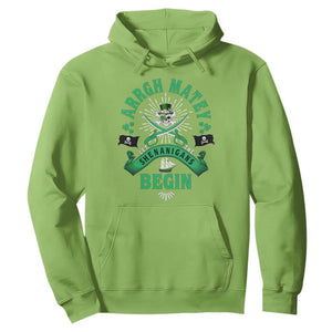 Funny St Patrick's Day Pirate Hoodie Arrgh Matey Let The Shenanigans Begin Shamrock TS11 Lime Print Your Wear