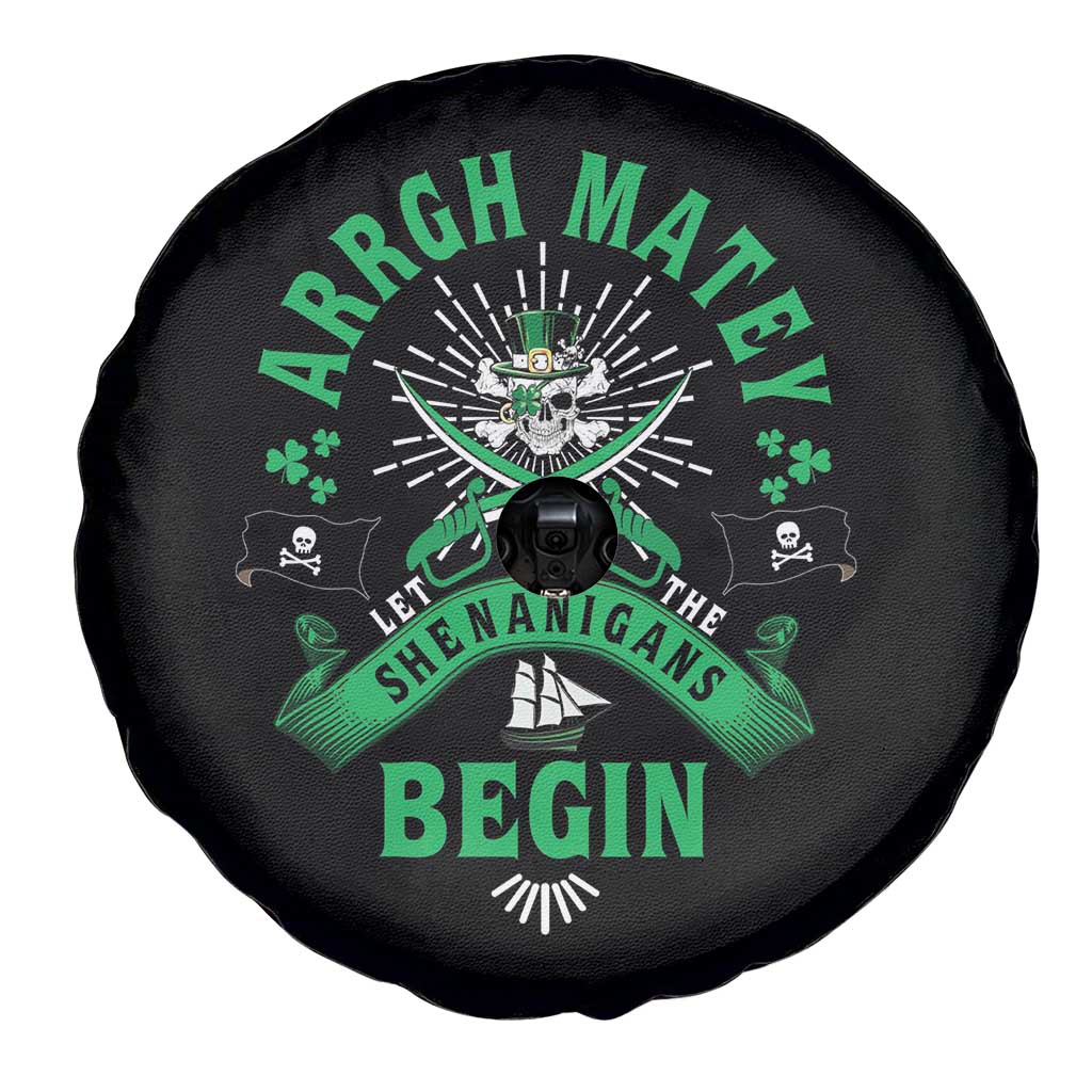 Funny St Patrick's Day Pirate Spare Tire Cover Arrgh Matey Let The Shenanigans Begin Shamrock TS11 Print Your Wear