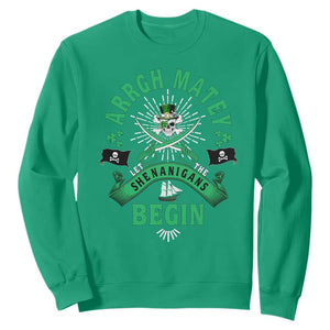 Funny St Patrick's Day Pirate Sweatshirt Arrgh Matey Let The Shenanigans Begin Shamrock TS11 Irish Green Print Your Wear