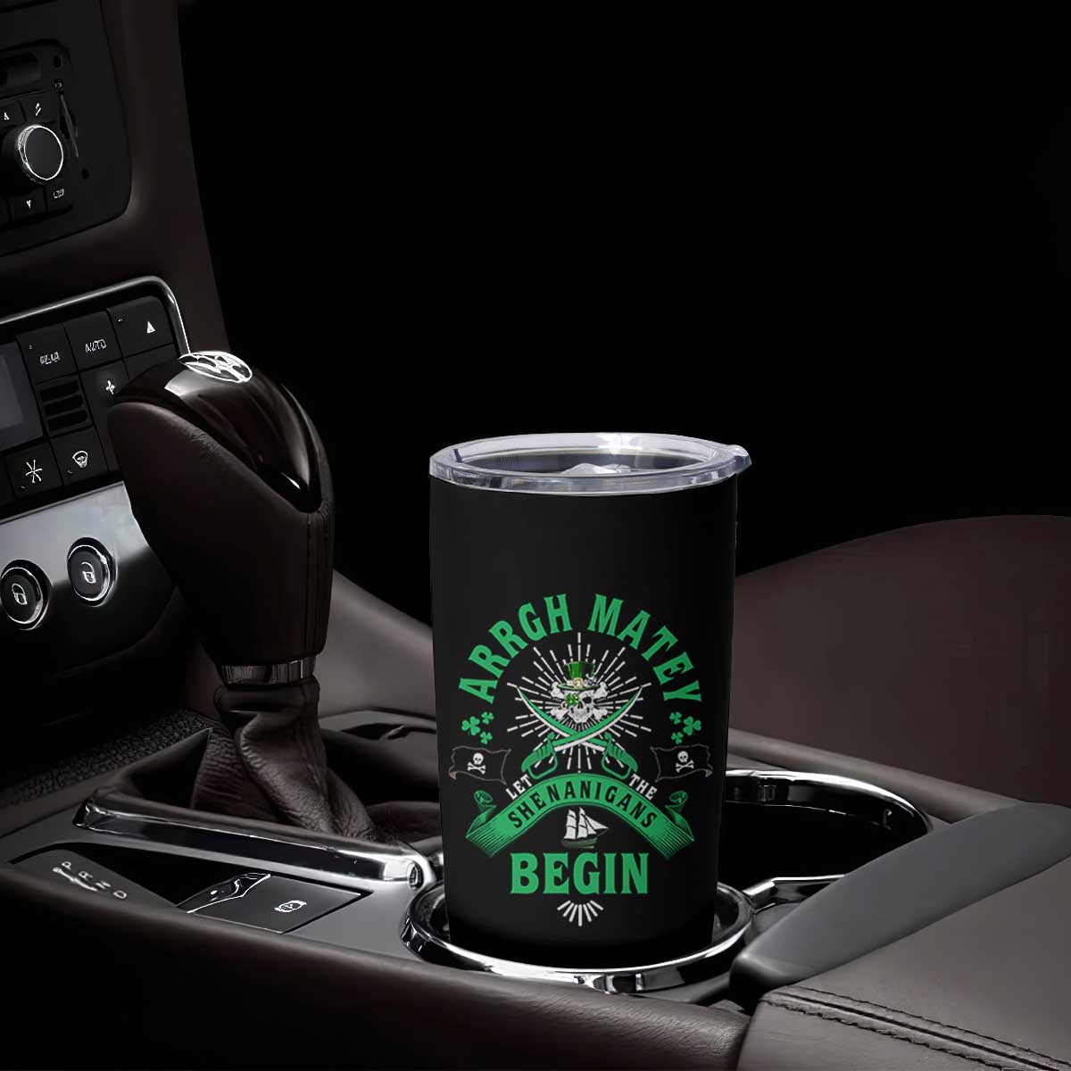 Funny St Patrick's Day Pirate Tumbler Cup Arrgh Matey Let The Shenanigans Begin Shamrock TS11 Print Your Wear