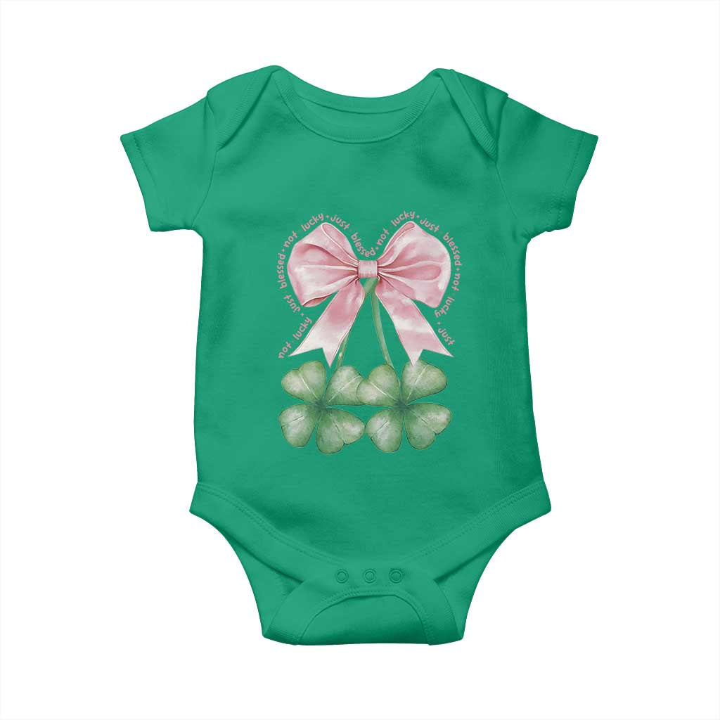 Not Lucky Just Blessed Baby Onesie Blessed Christian Shamrocks St Patricks Day Coquette TS11 Irish Green Print Your Wear