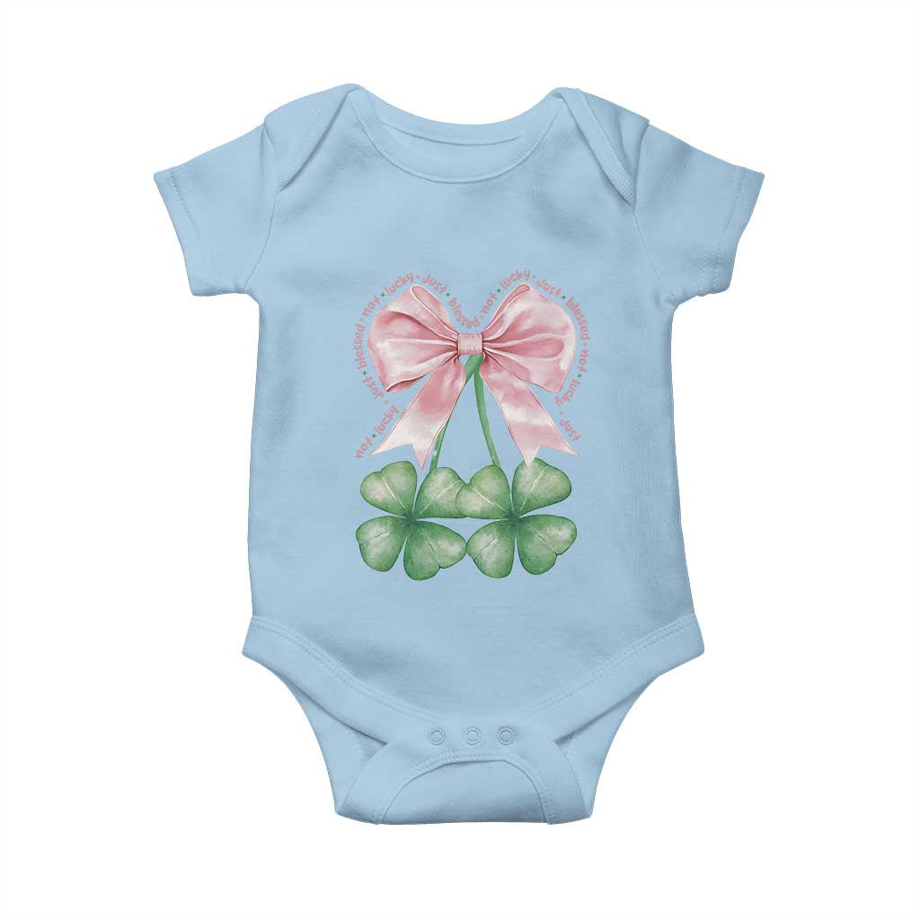 Not Lucky Just Blessed Baby Onesie Blessed Christian Shamrocks St Patricks Day Coquette TS11 Light Blue Print Your Wear