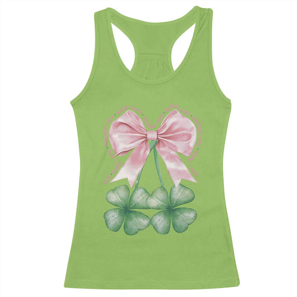 Not Lucky Just Blessed Racerback Tank Top Blessed Christian Shamrocks St Patricks Day Coquette TS11 Lime Print Your Wear