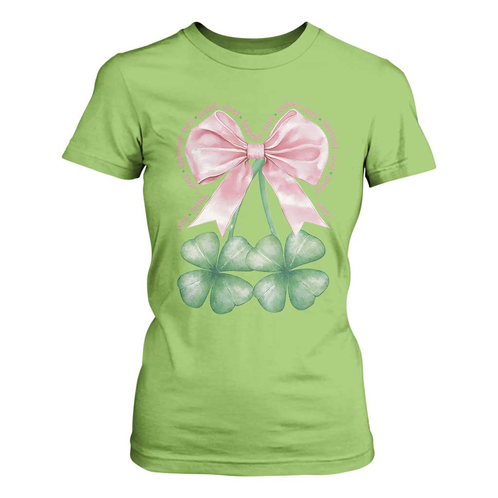 Not Lucky Just Blessed T Shirt For Women Blessed Christian Shamrocks St Patricks Day Coquette TS11 Lime Print Your Wear