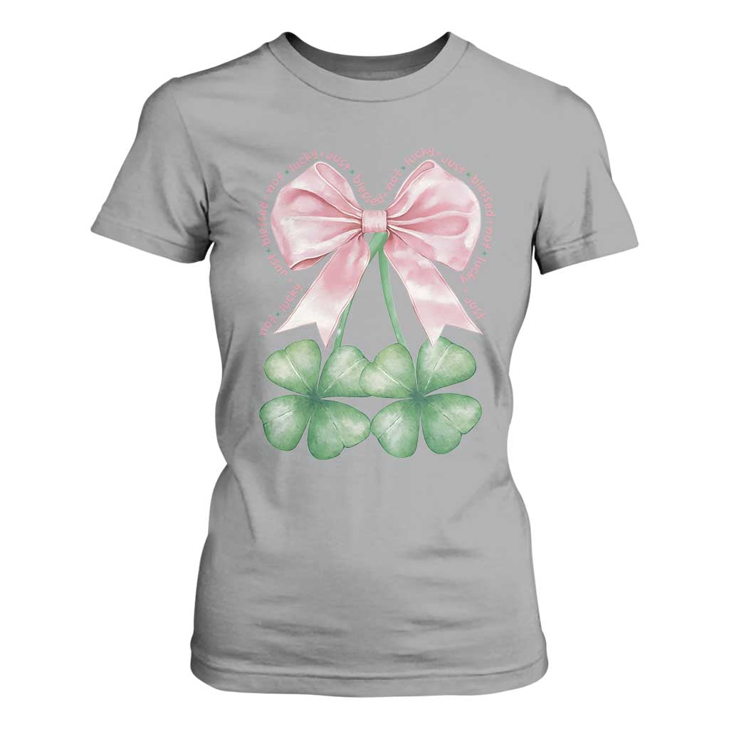 Not Lucky Just Blessed T Shirt For Women Blessed Christian Shamrocks St Patricks Day Coquette TS11 Sport Gray Print Your Wear