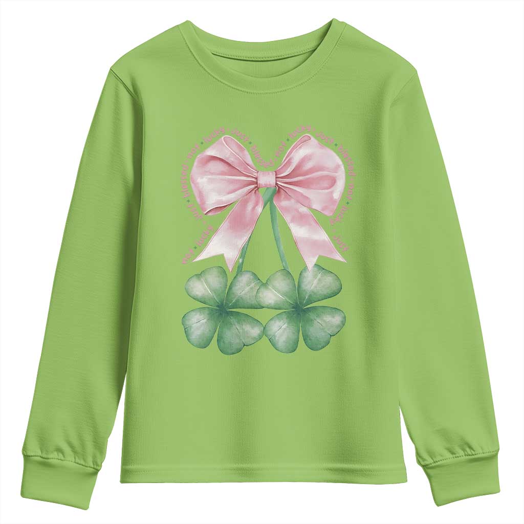 Not Lucky Just Blessed Youth Sweatshirt Blessed Christian Shamrocks St Patricks Day Coquette TS11 Lime Print Your Wear