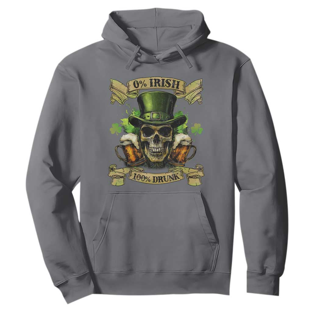 Funny St Patrick's Day Irish Beer Drinking Hoodie 0% Irish 100% Drunk Skull TS11 Charcoal Print Your Wear