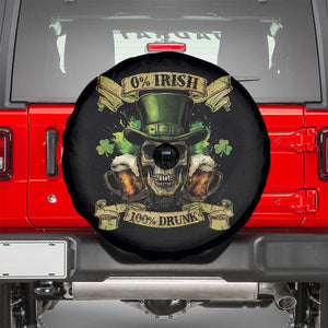 Funny St Patrick's Day Irish Beer Drinking Spare Tire Cover 0% Irish 100% Drunk Skull TS11 Black Print Your Wear