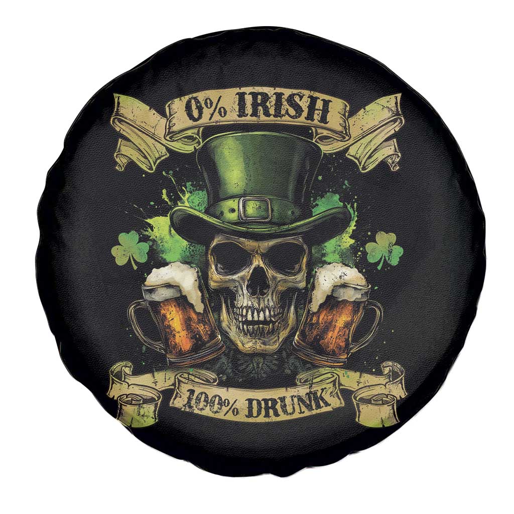Funny St Patrick's Day Irish Beer Drinking Spare Tire Cover 0% Irish 100% Drunk Skull TS11 Print Your Wear