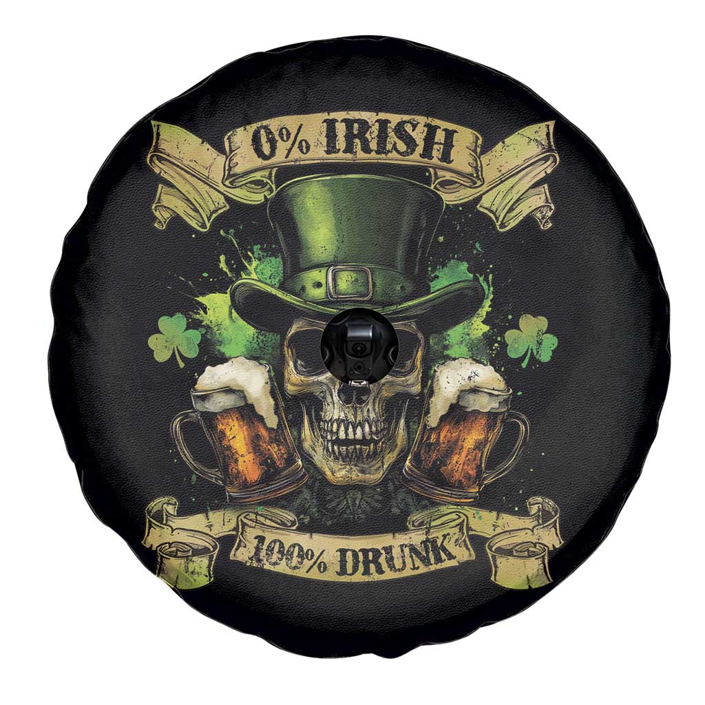 Funny St Patrick's Day Irish Beer Drinking Spare Tire Cover 0% Irish 100% Drunk Skull TS11 Print Your Wear