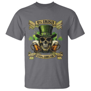 Funny St Patrick's Day Irish Beer Drinking T Shirt 0% Irish 100% Drunk Skull TS11 Charcoal Print Your Wear