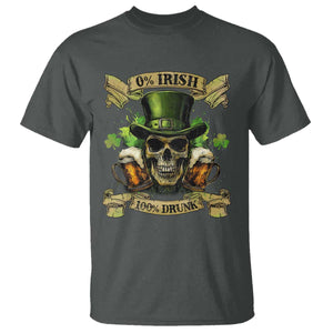 Funny St Patrick's Day Irish Beer Drinking T Shirt 0% Irish 100% Drunk Skull TS11 Dark Heather Print Your Wear