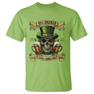 Funny St Patrick's Day Irish Beer Drinking T Shirt 0% Irish 100% Drunk Skull TS11 Lime Print Your Wear