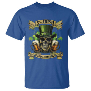Funny St Patrick's Day Irish Beer Drinking T Shirt 0% Irish 100% Drunk Skull TS11 Royal Blue Print Your Wear