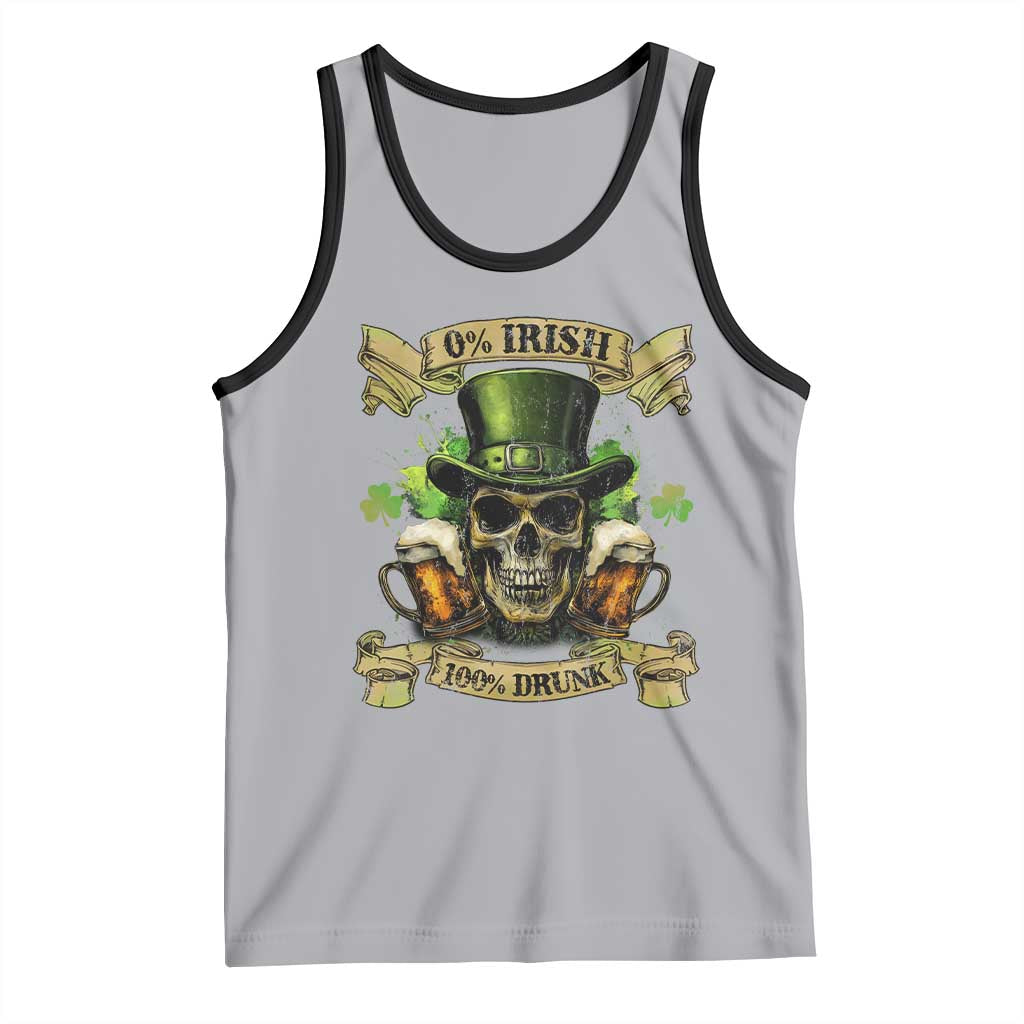Funny St Patrick's Day Irish Beer Drinking Tank Top 0% Irish 100% Drunk Skull TS11 Athletic Heather Black Print Your Wear
