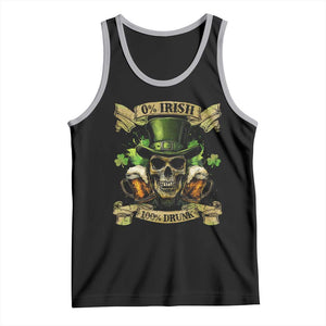 Funny St Patrick's Day Irish Beer Drinking Tank Top 0% Irish 100% Drunk Skull TS11 Black Athletic Heather Print Your Wear