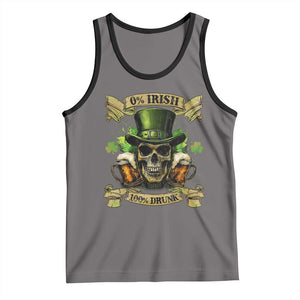 Funny St Patrick's Day Irish Beer Drinking Tank Top 0% Irish 100% Drunk Skull TS11 Deep Heather Black Print Your Wear