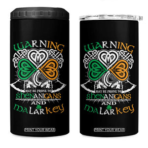 Funny Warning May Be Prone To Shenanigans And Malarkey 4 in 1 Can Cooler Tumbler St Patrick's Day Celtic Shamrock TS11 One Size: 16 oz Black Print Your Wear